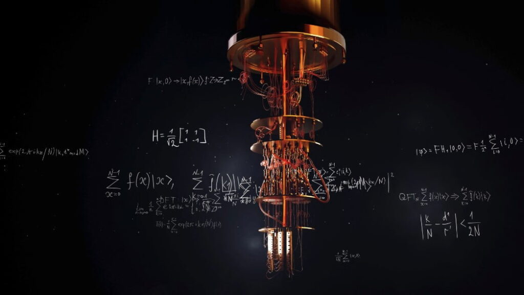 A model of a quantum computer against the background of formulas, a quantum factorization algorithm