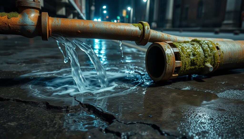 Aging water infrastructure leading to leaks and water loss